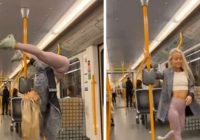 VIDEO Kāda sieviete vilcienā pārsteidz pasažierus ar ļoti savdabīgu dejošanu