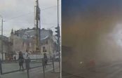 VIDEO. Nofilmēts brīdis, kad Rīgas centrā sabruka daudzstāvu nams
