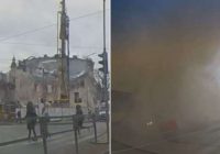 VIDEO. Nofilmēts brīdis, kad Rīgas centrā sabruka daudzstāvu nams